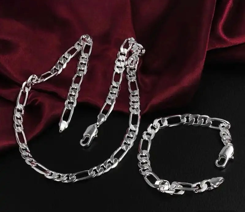 925 Silver Necklace & Bracelet Set