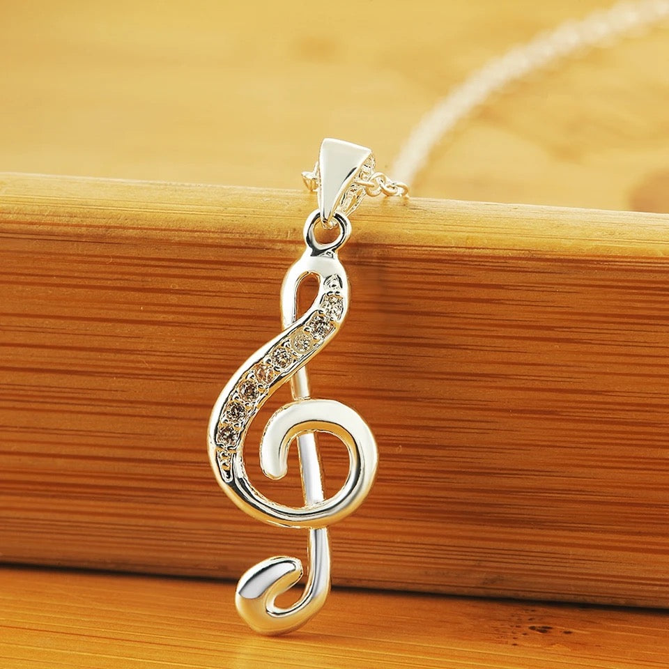 925 Silver Musical Note Necklace