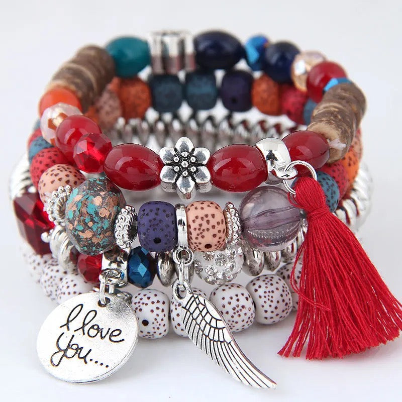 Crystal Beads 4Pcs Bracelets