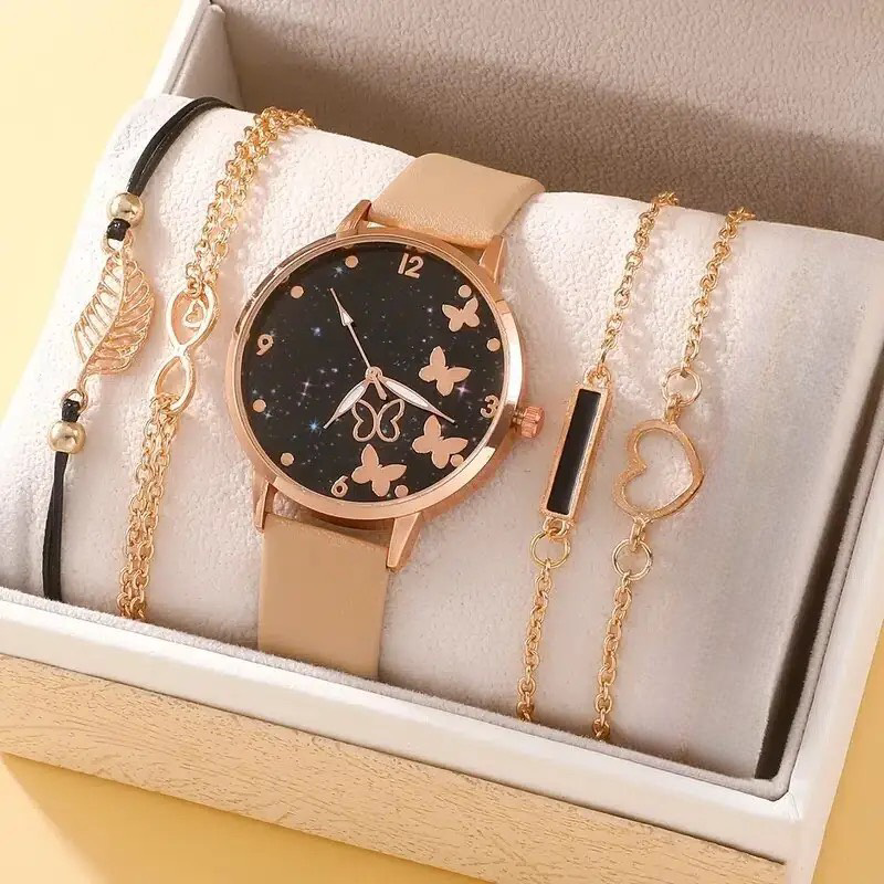 Luxury Watch + 4Pcs Bracelets Set