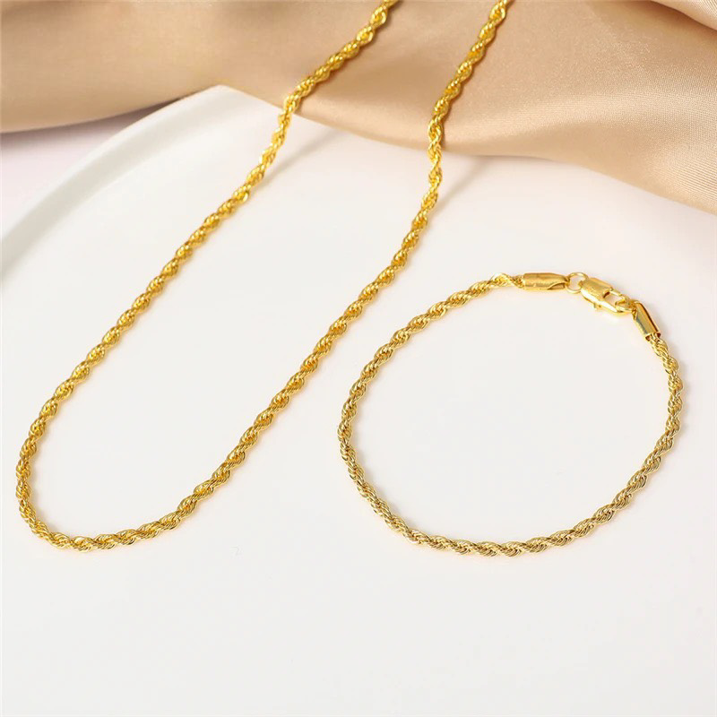 18K Gold Plated Necklace & Bracelet Set