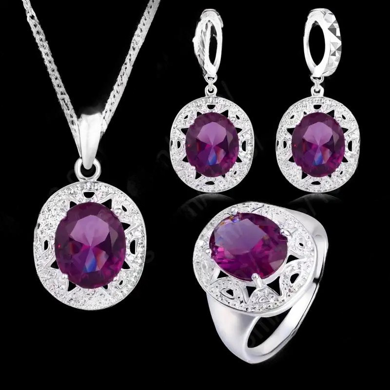 925 Silver Necklace, Earring and Ring Set