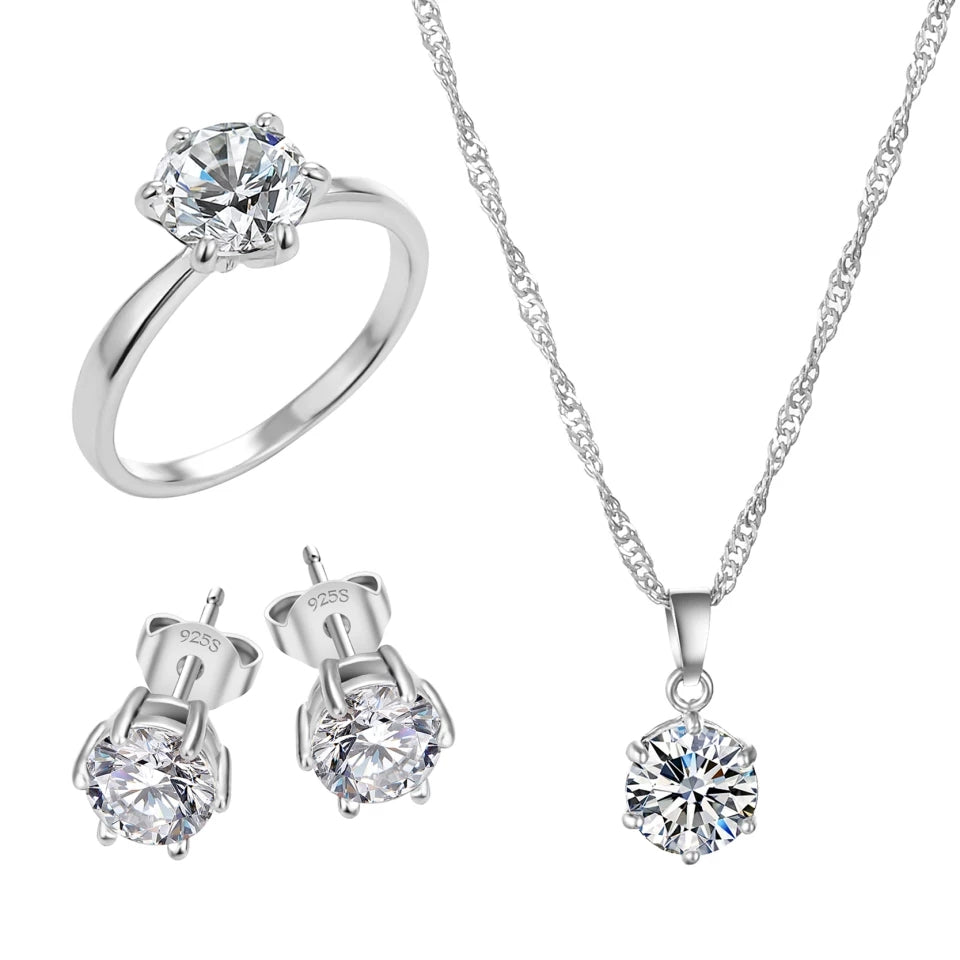 925 Silver Necklace, Earring and Ring Set