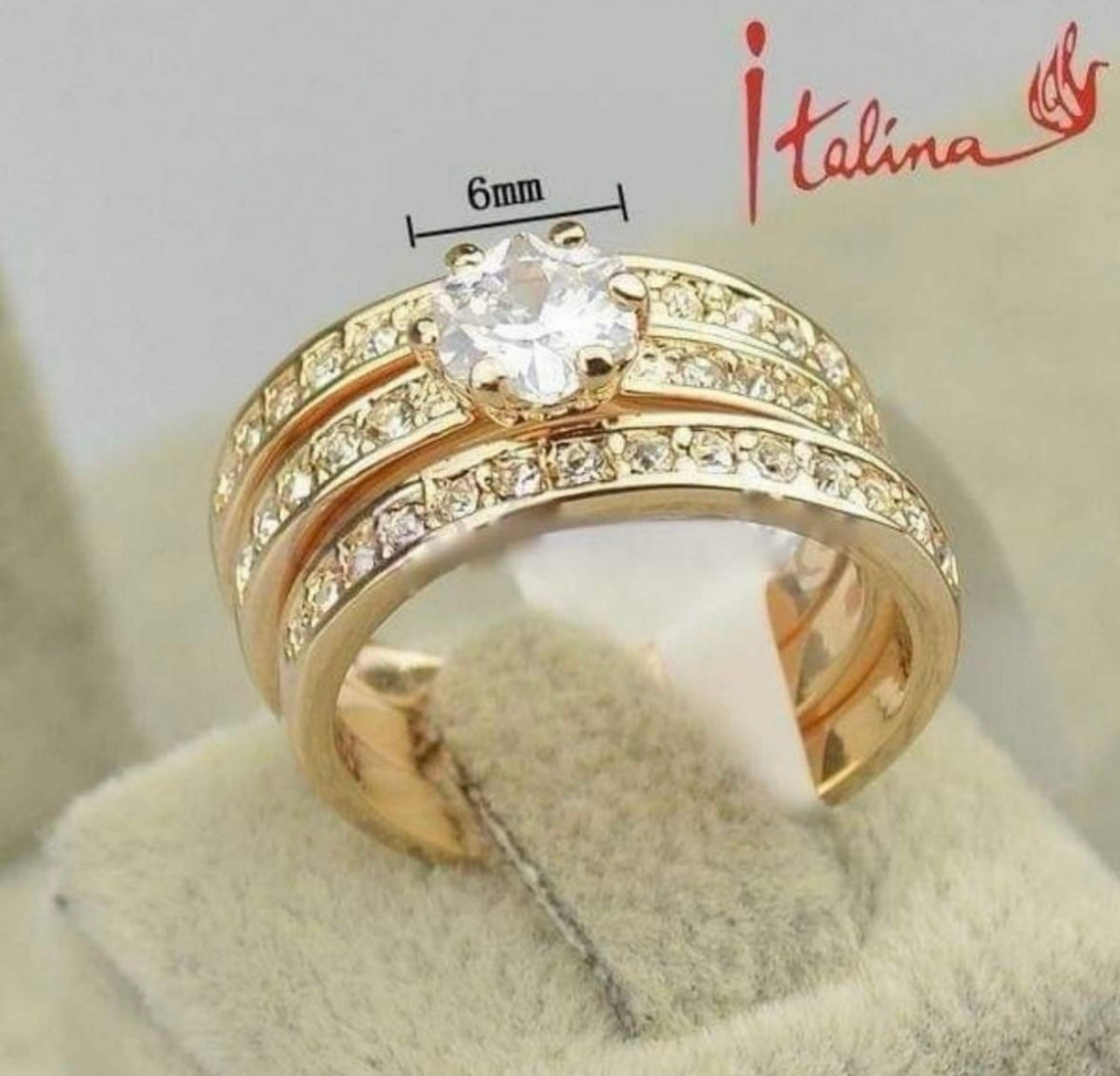 18K Rose Gold Plated Triple Rings