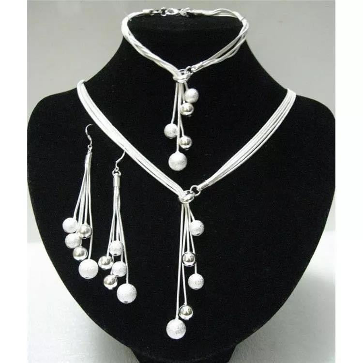 925 Silver Necklace, Earring and Bracelet Set