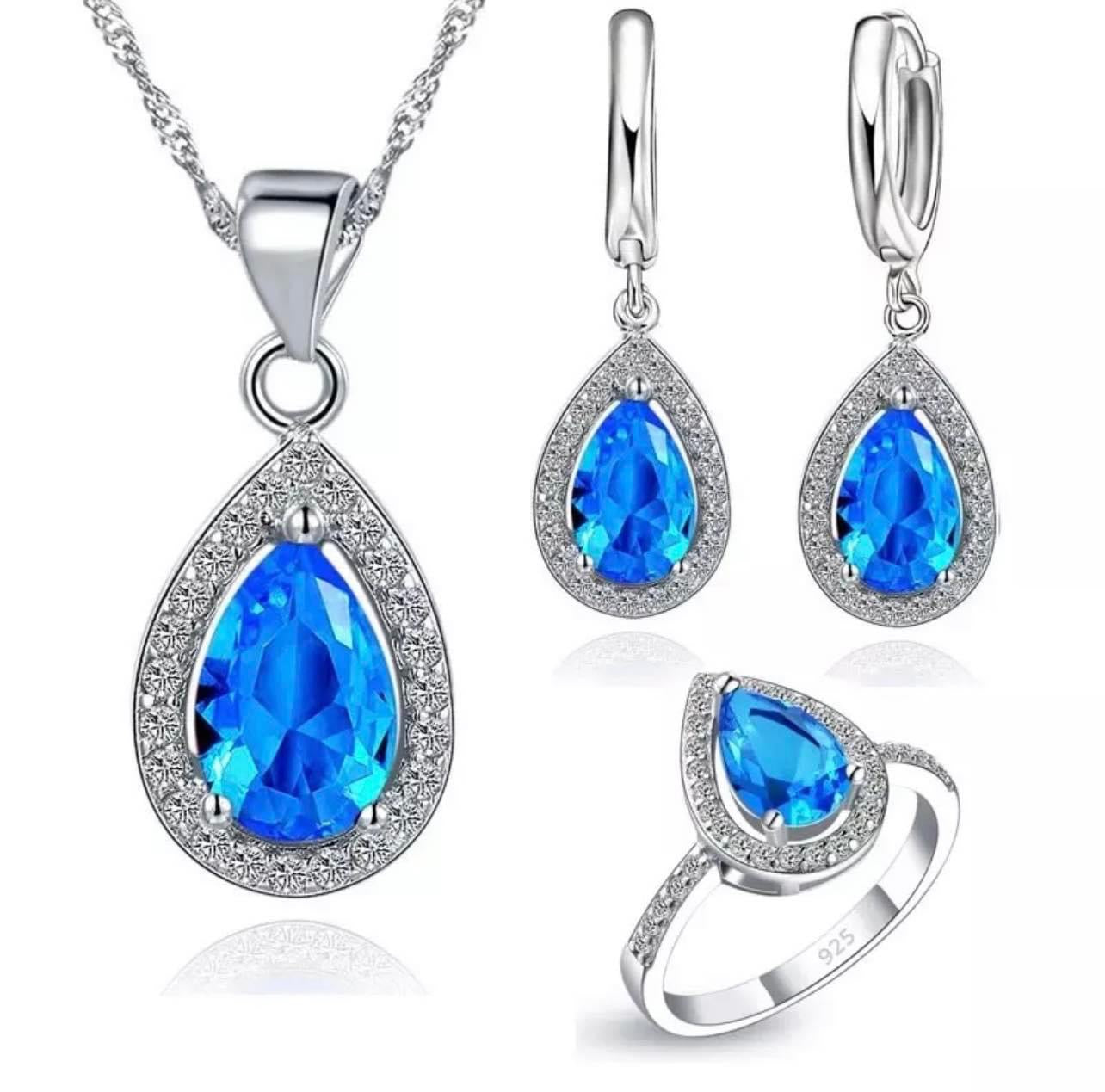 925 Silver Necklace, Earring and Ring Set