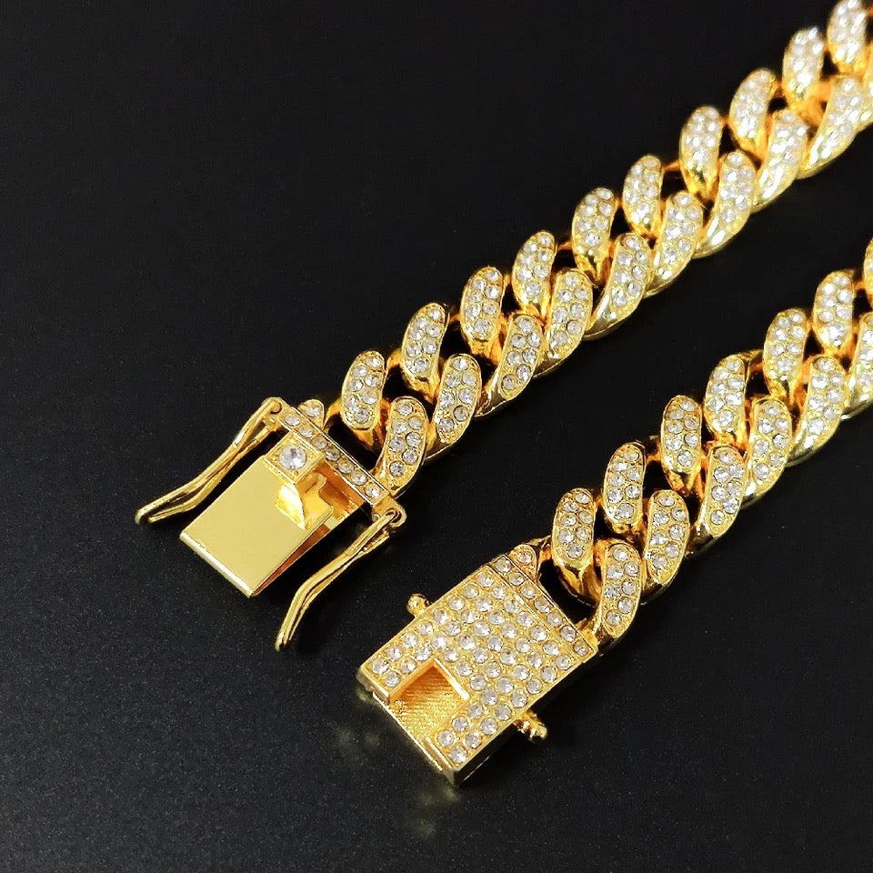 18K Gold Plated Cuban Men Chain Necklace