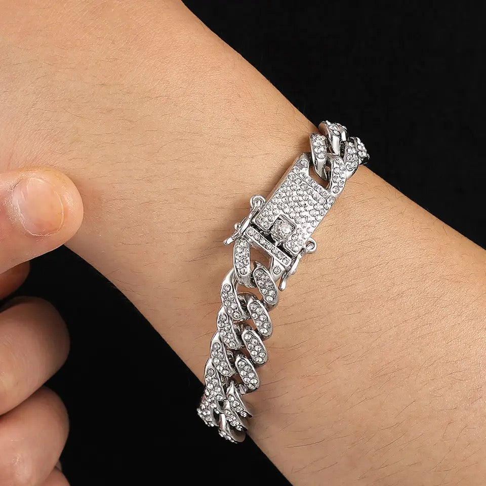 Silver Cuban Men Bracelet