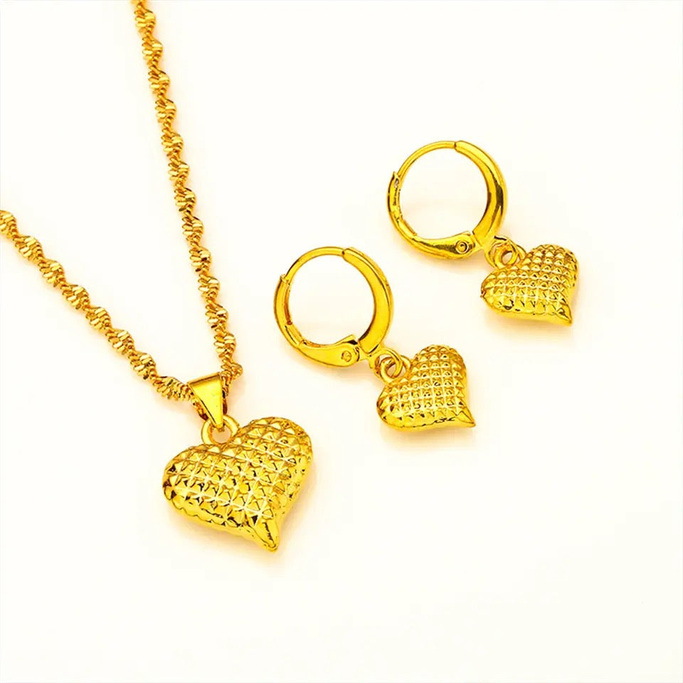 24K Gold Plated Necklace at Earring Set