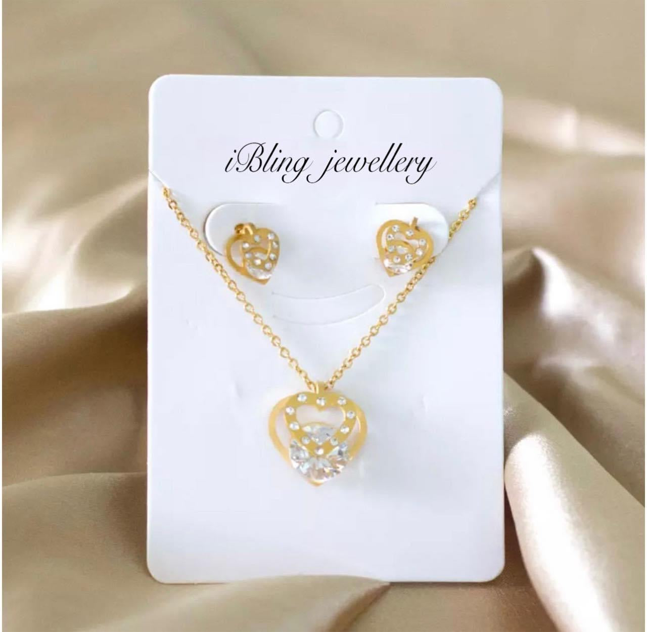 Gold Plated Necklace at Earring Set