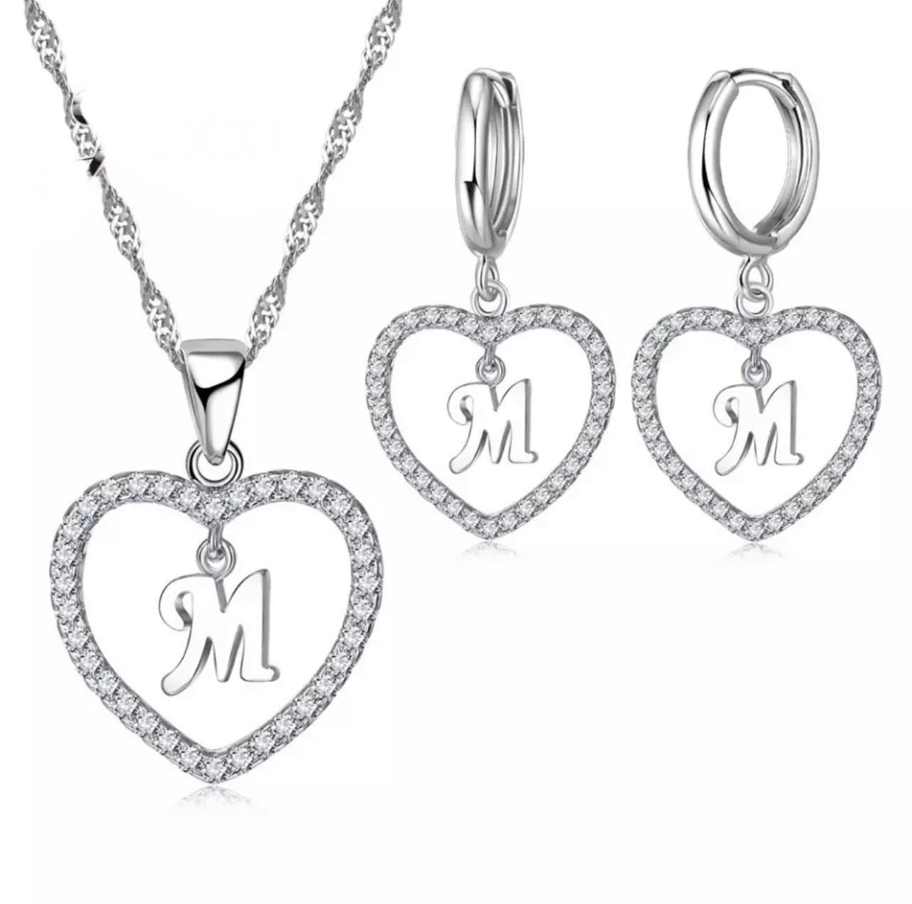 925 Silver “M” Necklace and Earring Set