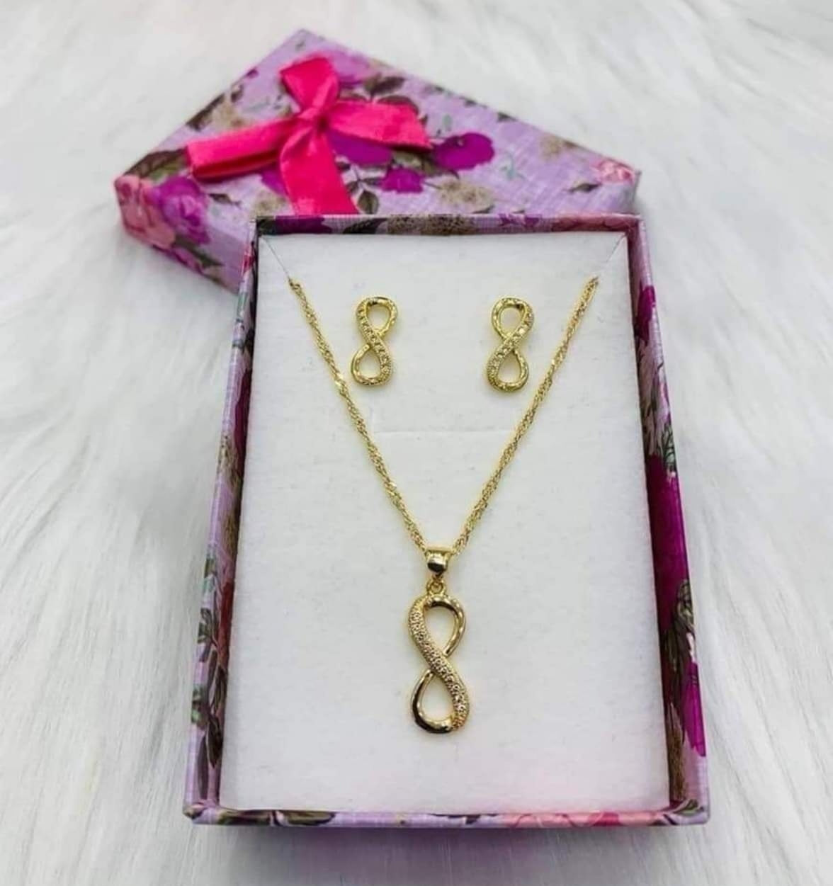 18K Gold Plated Necklace at Earring Set