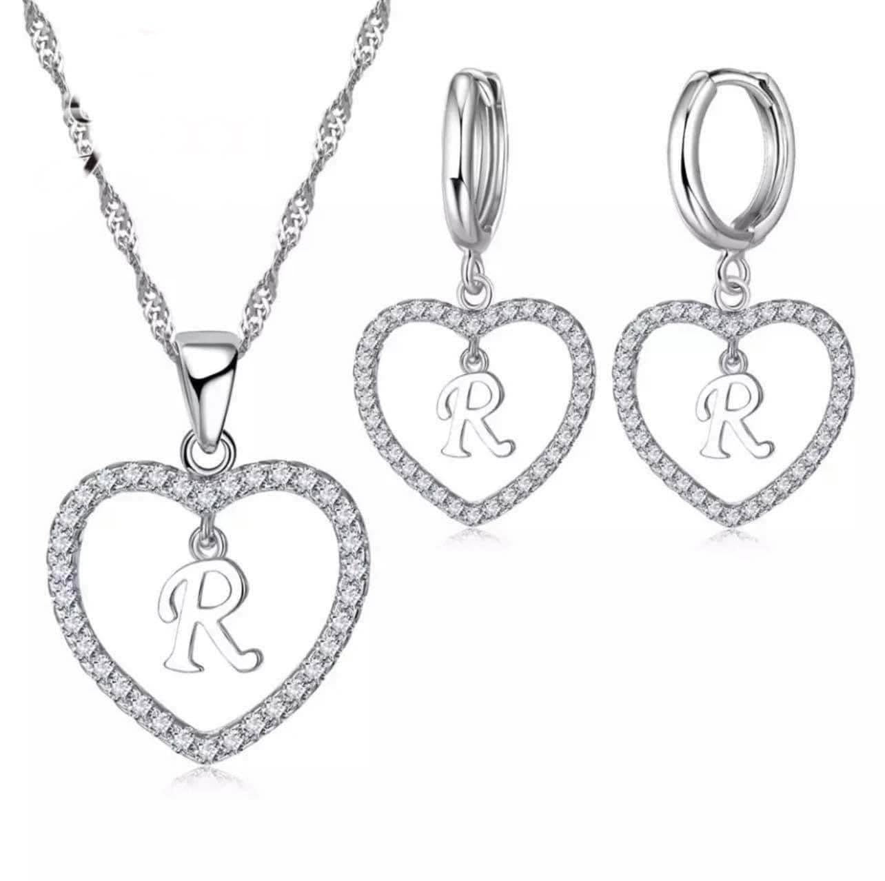 925 Silver “R” Necklace and Earring Set