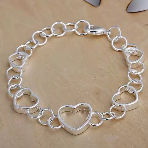 925 Silver Hearts Bracelet