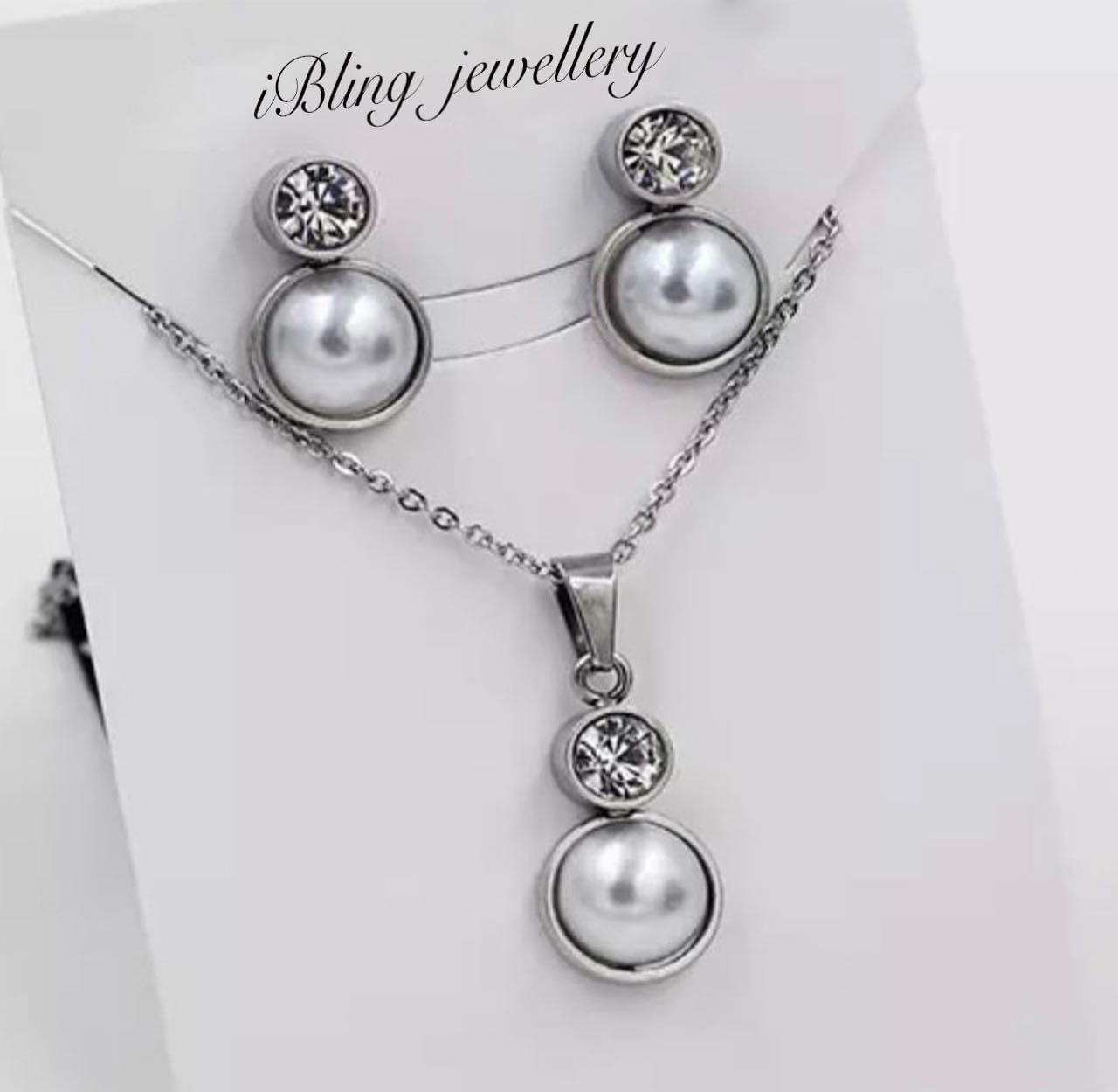 Silver Necklace and Earring Set