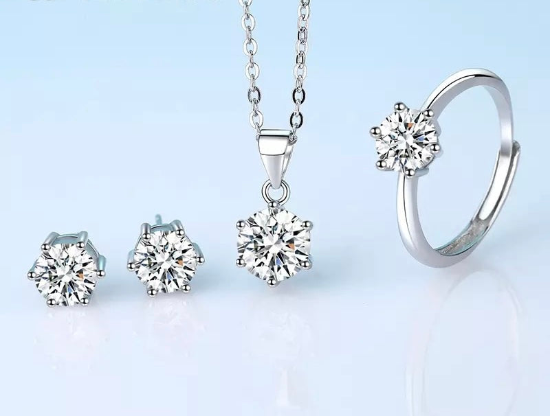 925 Silver Necklace, Earring and Ring Set