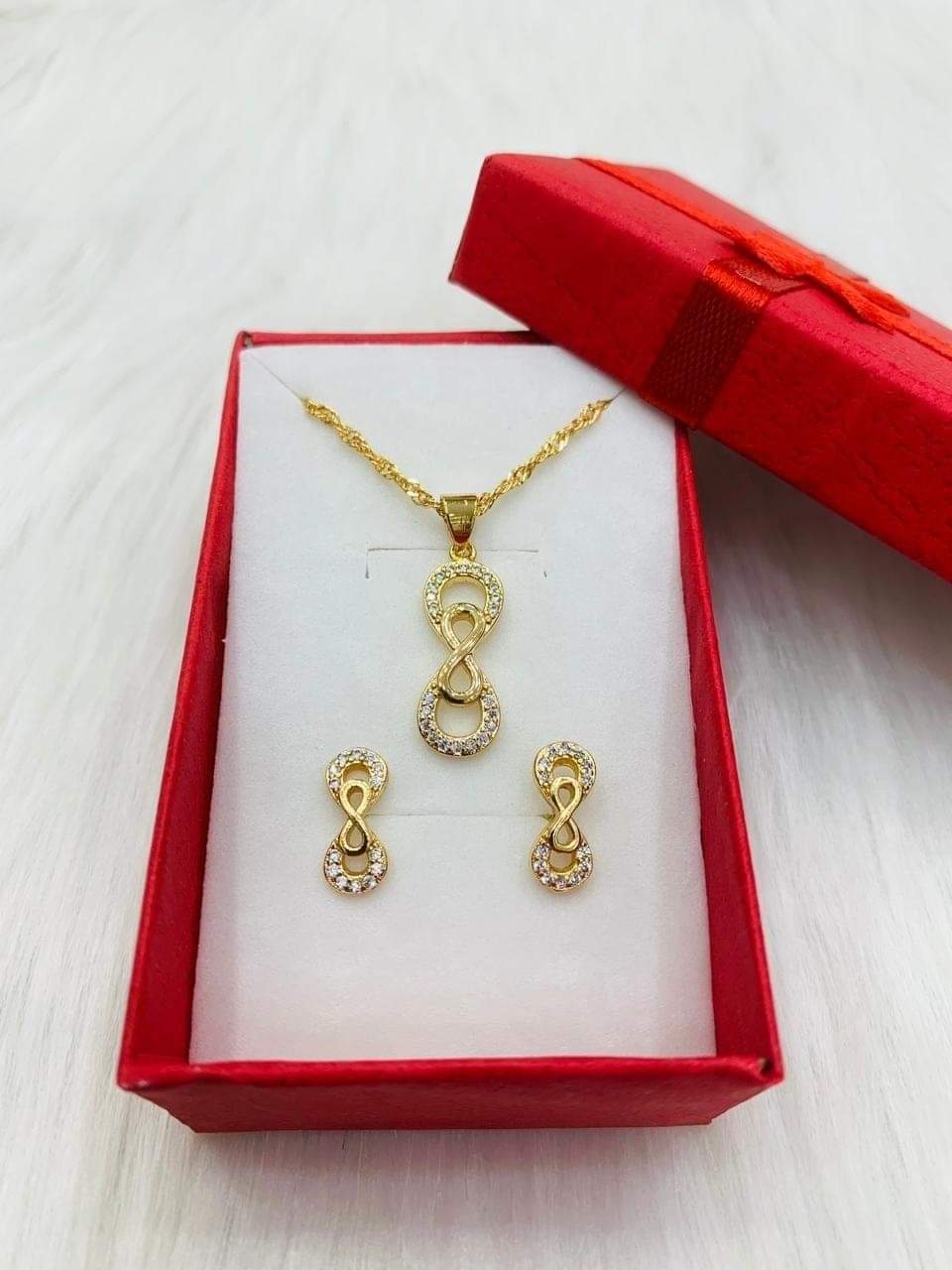 18K Gold Plated Necklace at Earring Set