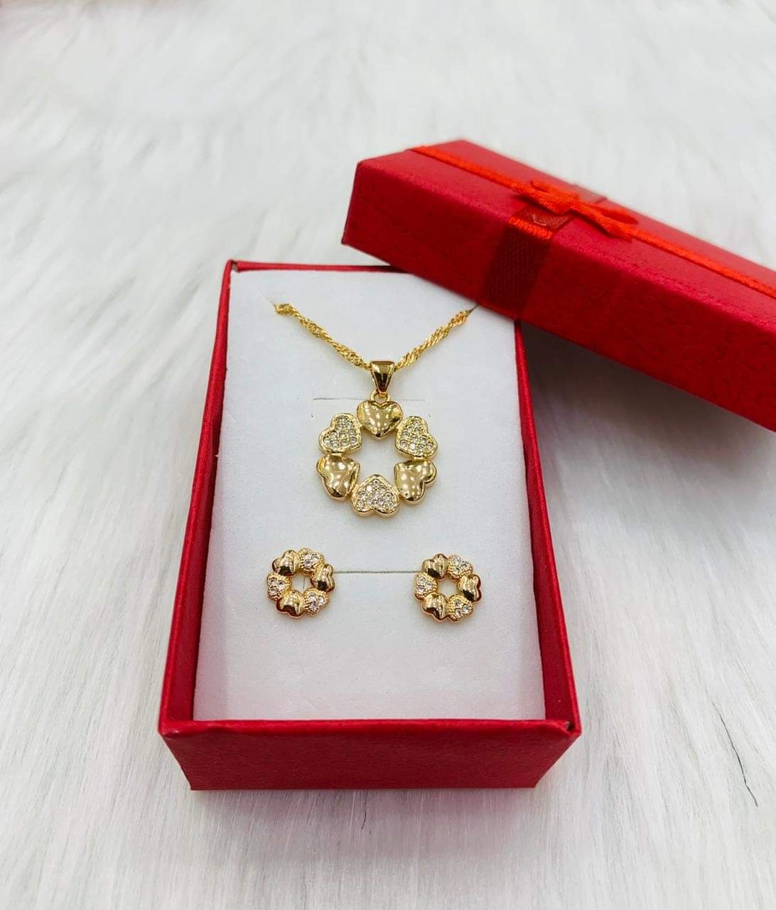 18K Gold Plated Necklace at Earring Set