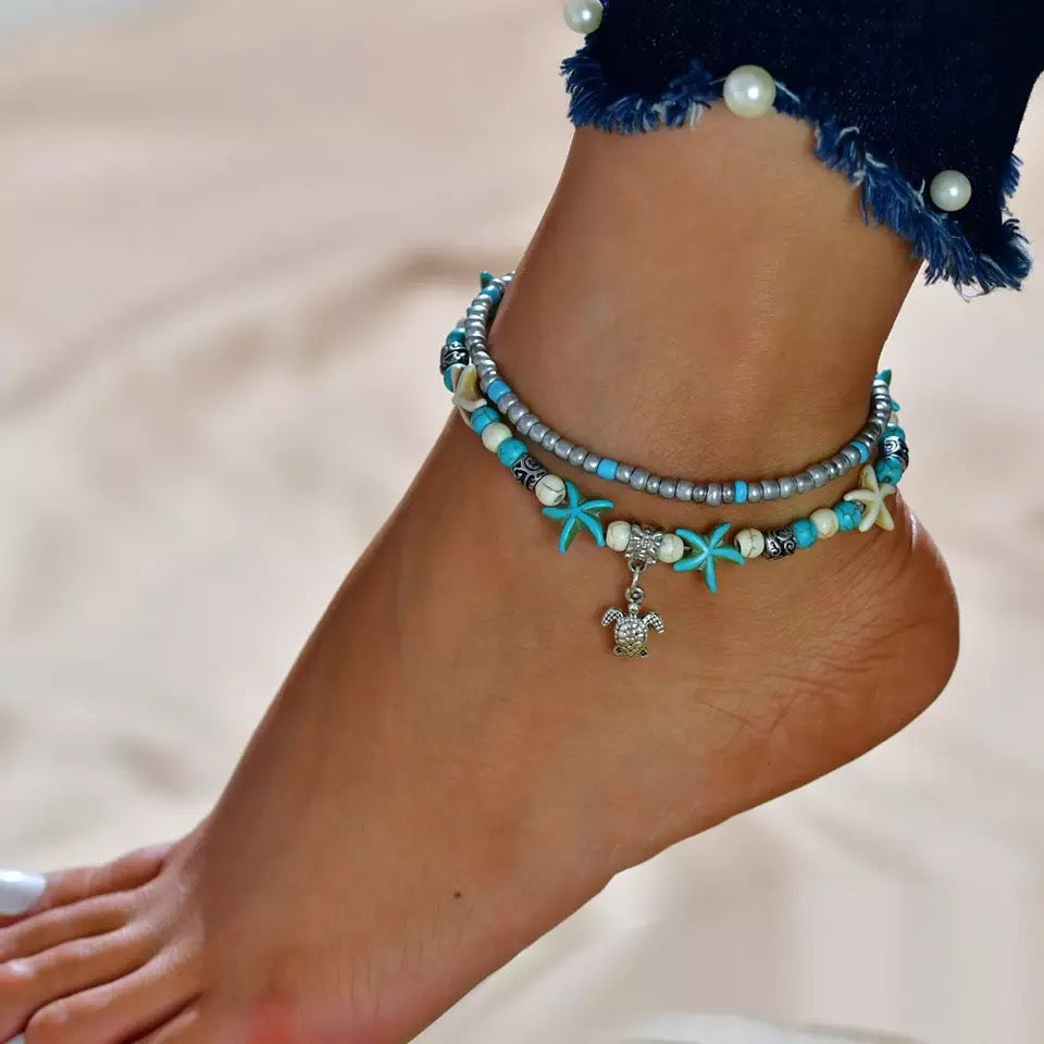 Turtle Shell Beads Anklet