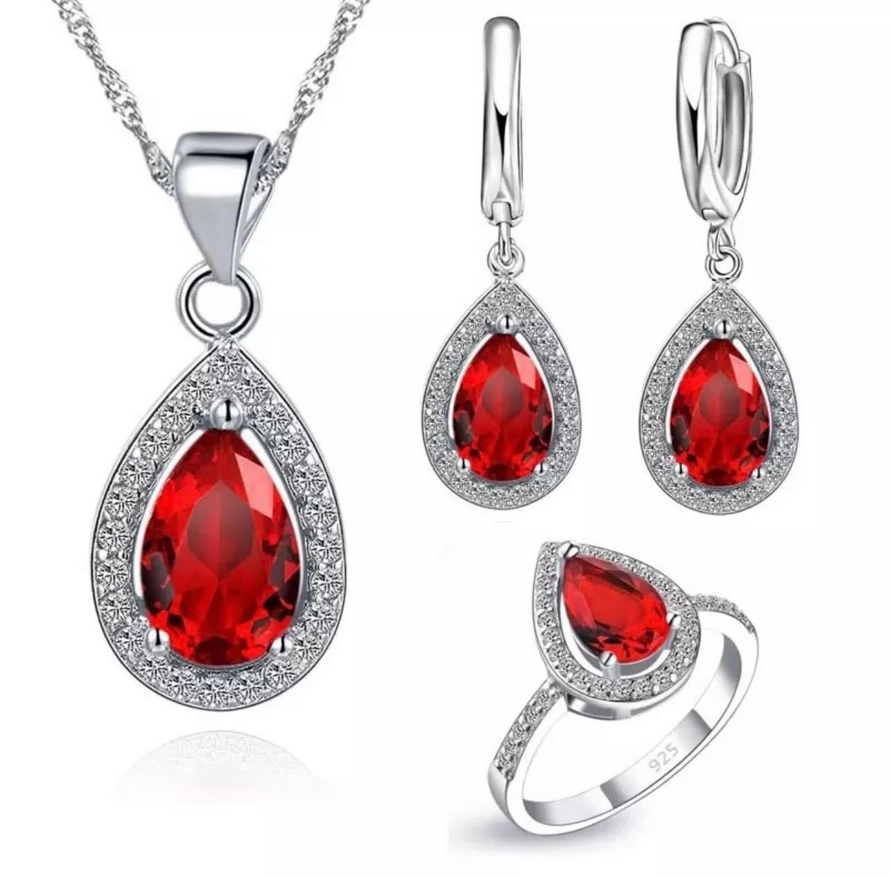 925 Silver Necklace, Earring and Ring Set