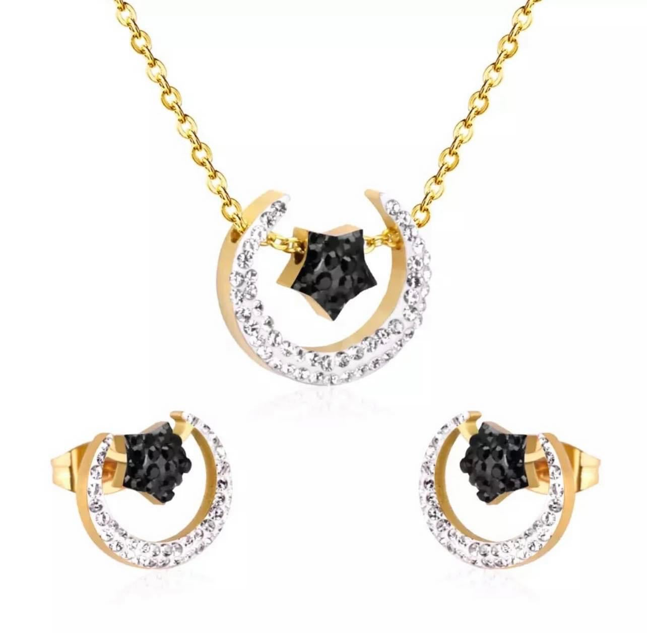 Gold Plated Necklace at Earring Set