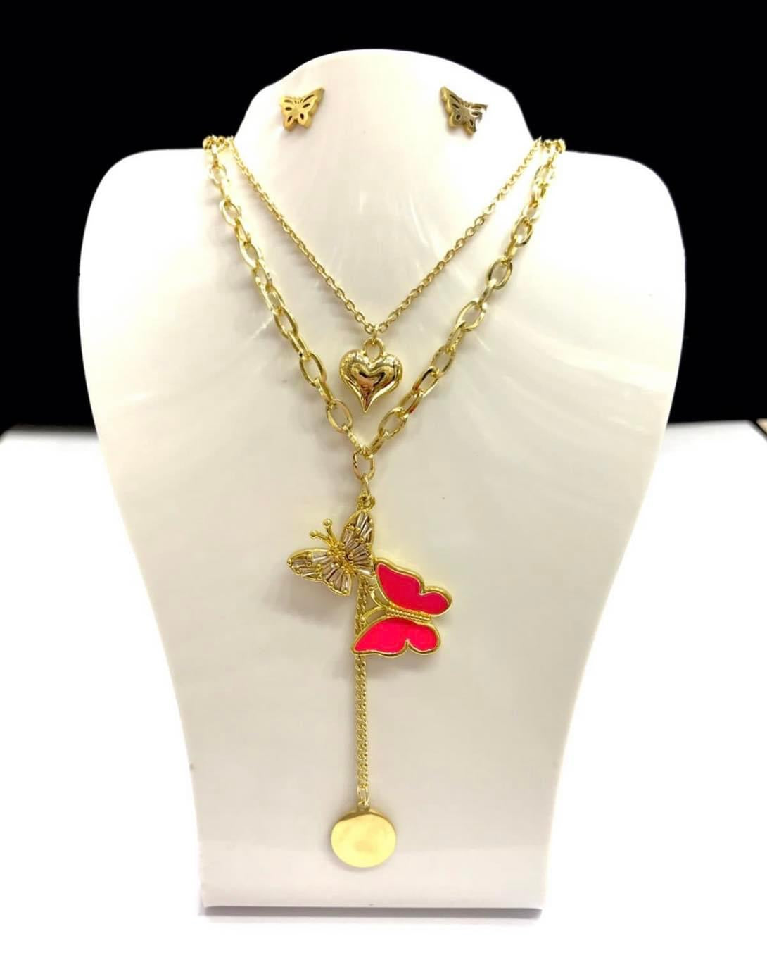 18K Gold Plated Necklace at Earring Set