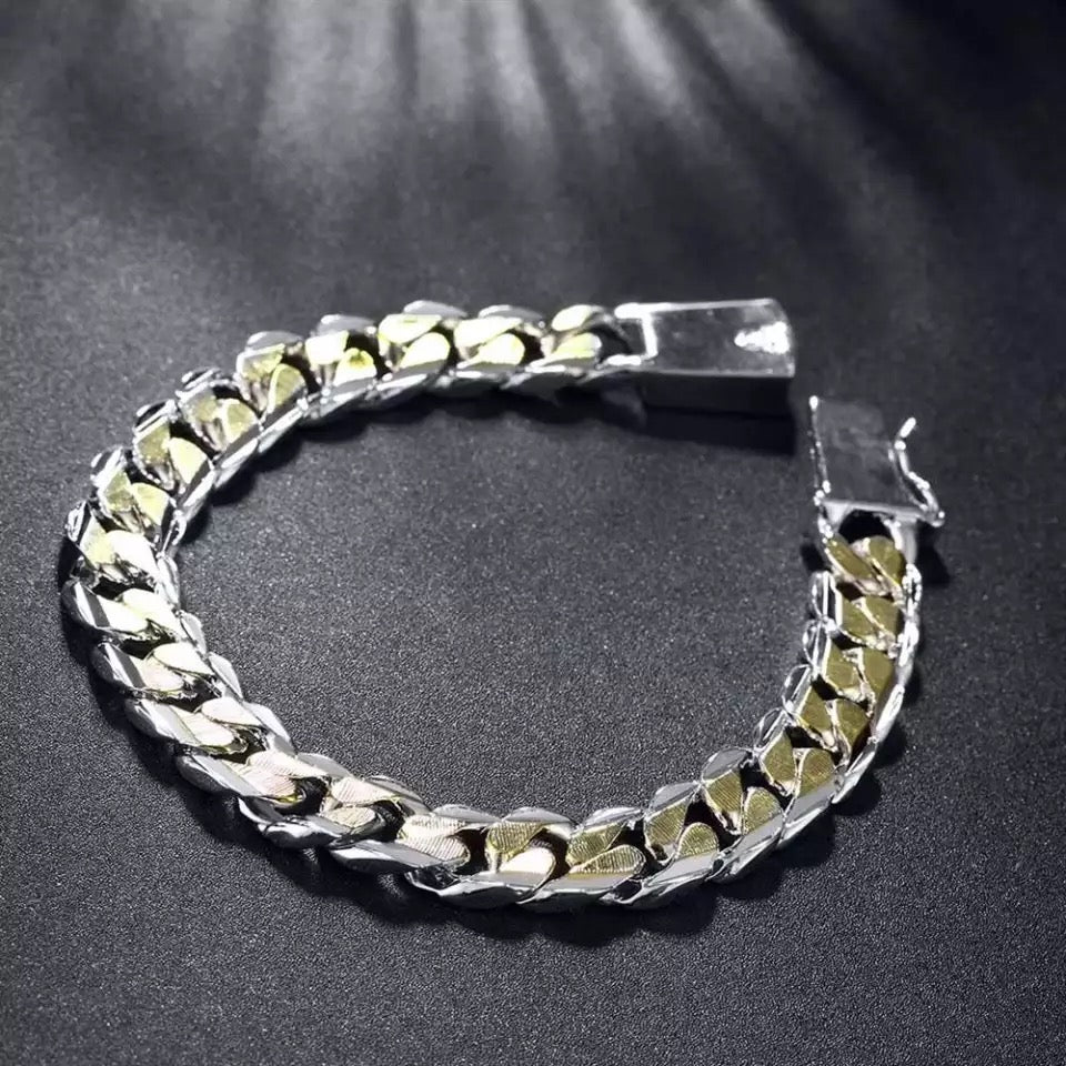 925 Silver Two-Tone na Bracelet