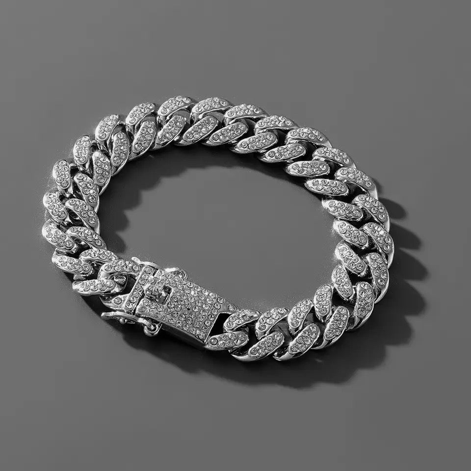 Silver Cuban Men Bracelet