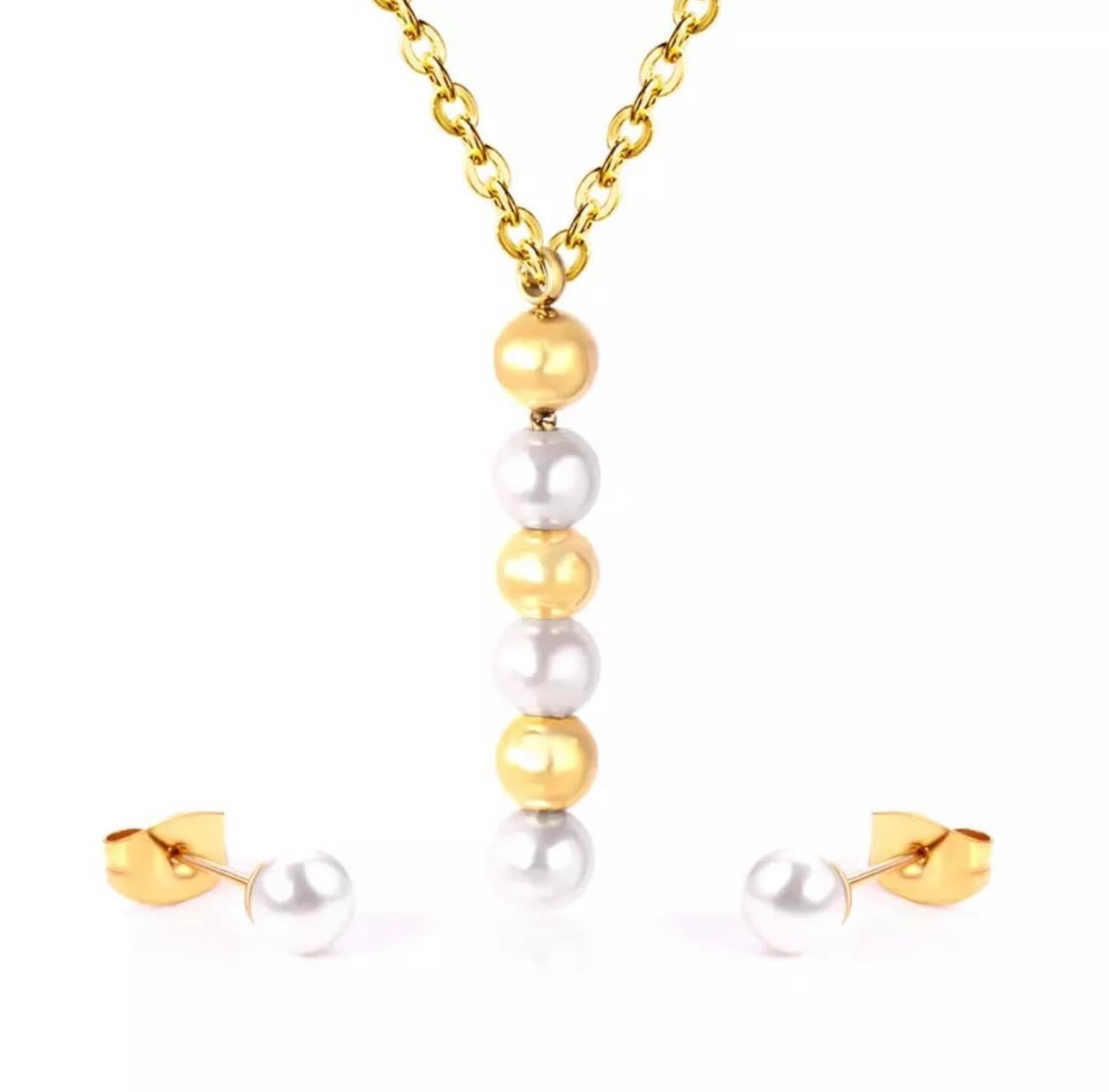 Gold Plated Necklace at Earring Set