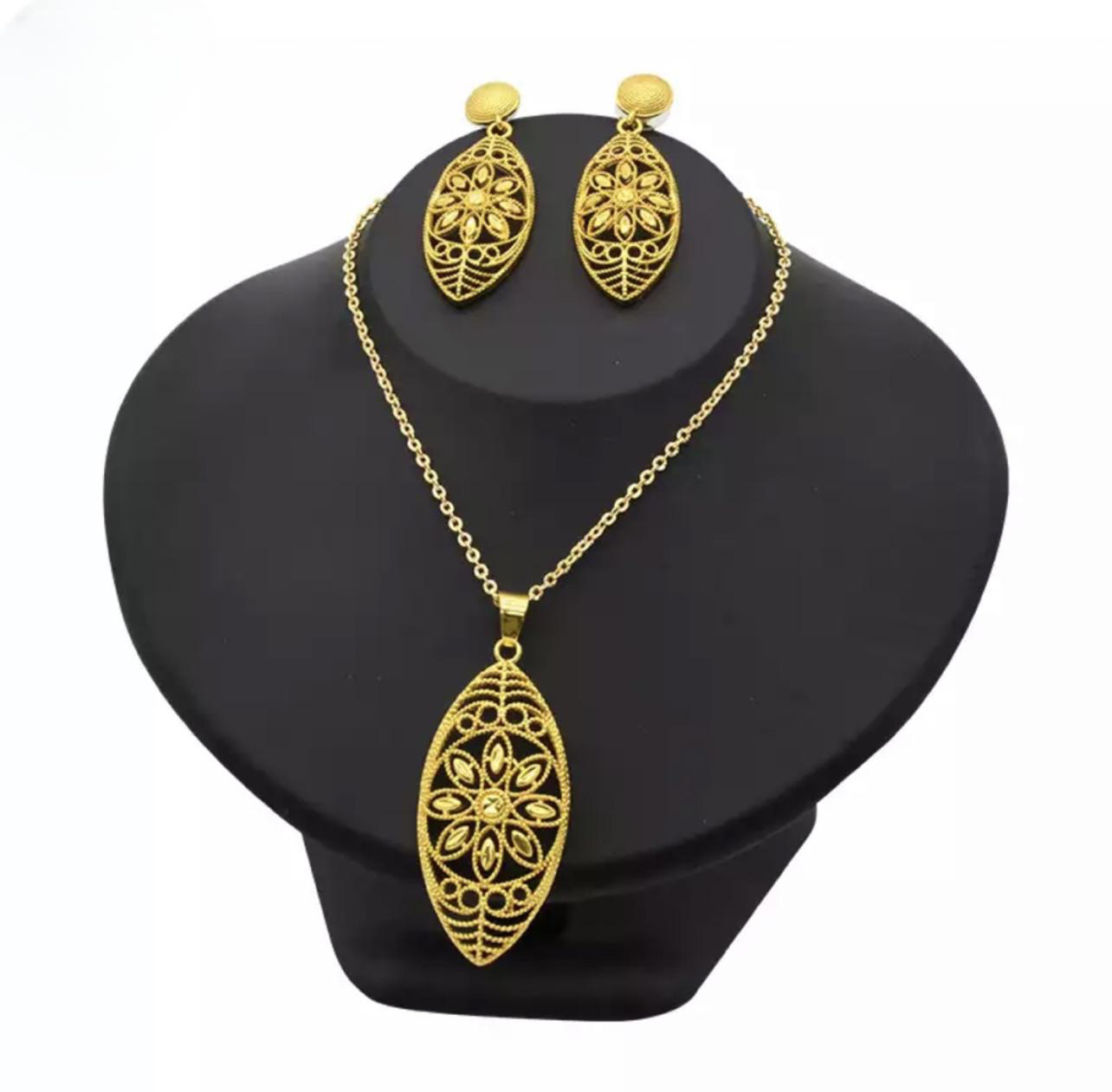 24K Gold Plated Necklace and Earring Set