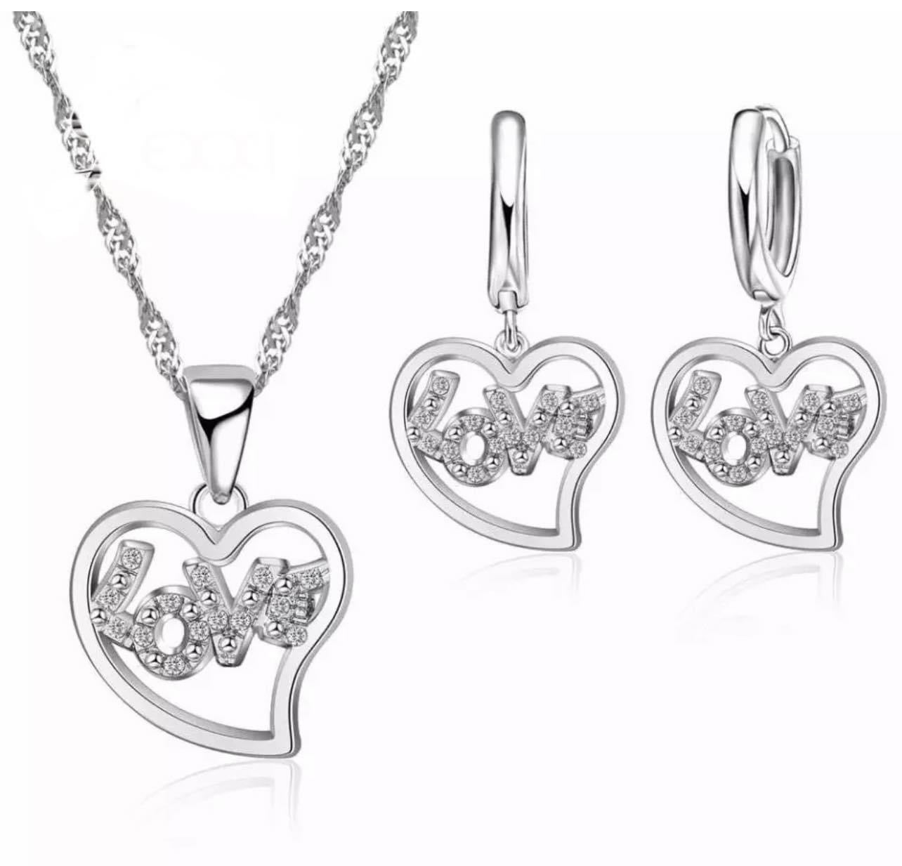 Silver Necklace and Earring Set