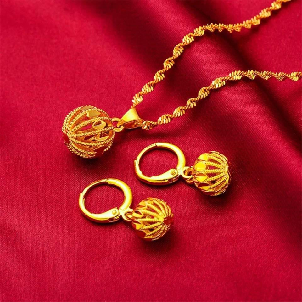 24K Gold Plated Necklace at Earring Set