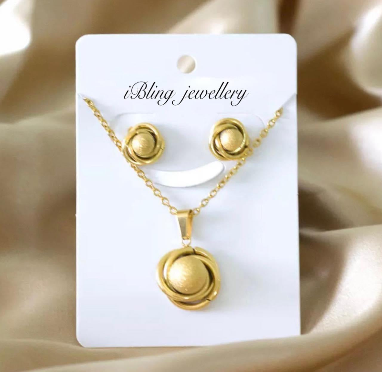 Gold Plated Necklace at Earring Set