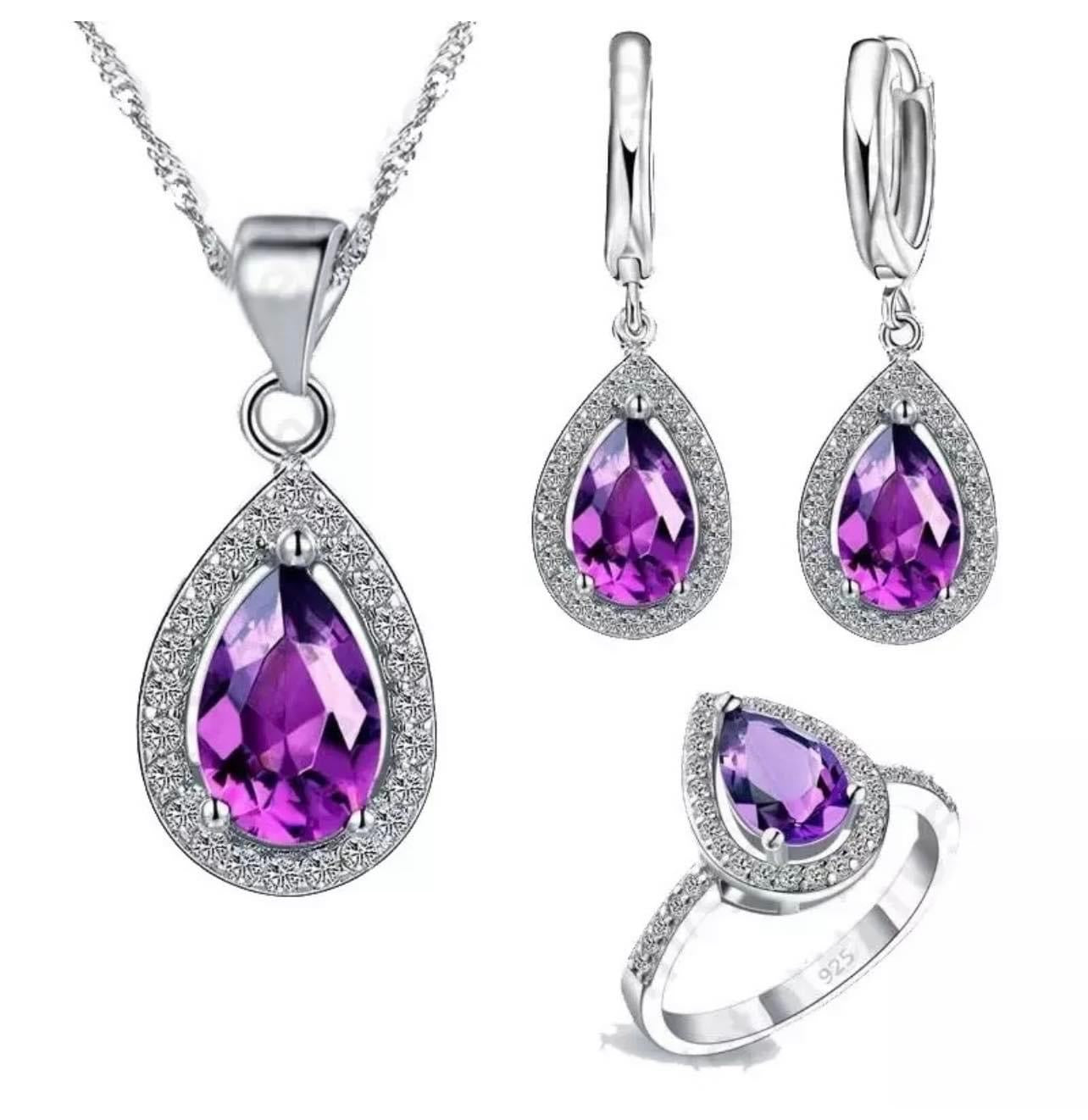 925 Silver Necklace, Earring and Ring Set