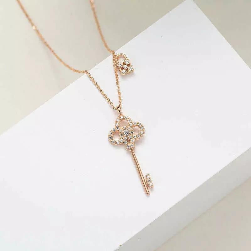 Rose Gold Plated Key-Lock Necklace