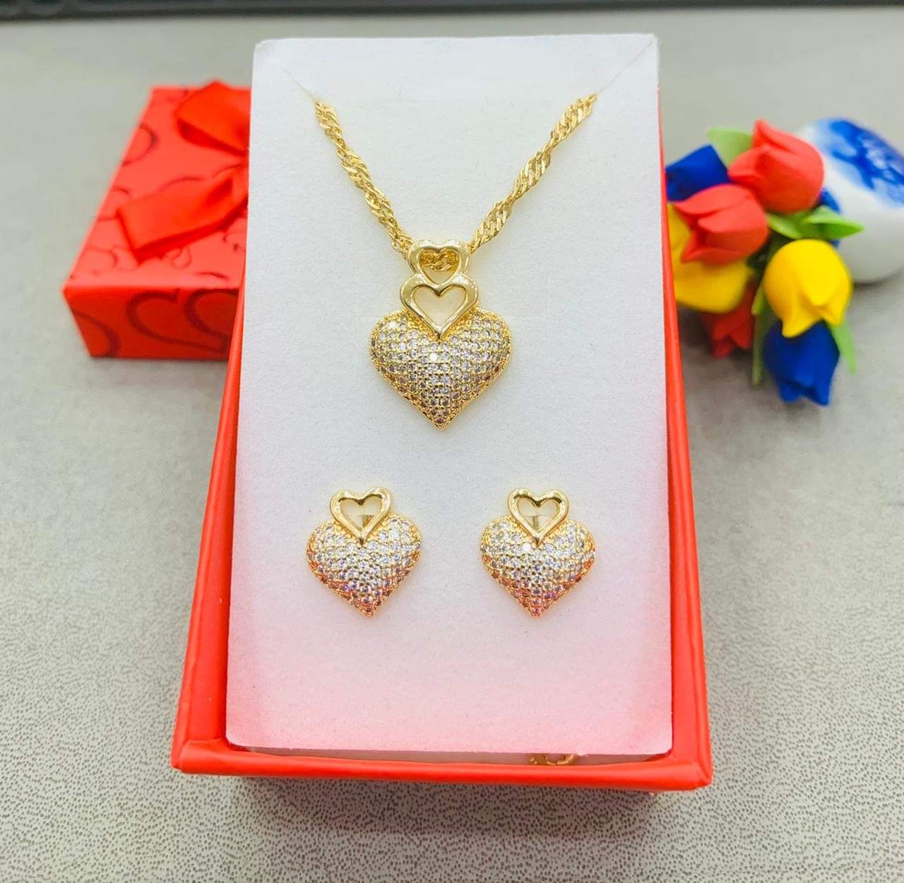 18K Gold Plated Necklace and Earring Set