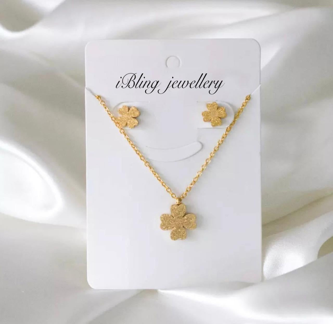 Gold Plated Necklace at Earring Set