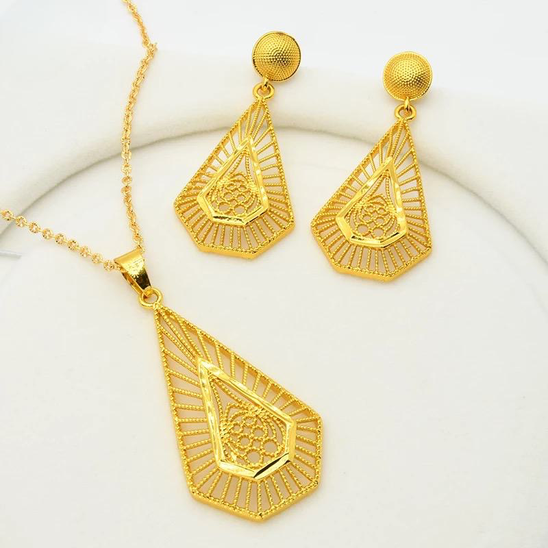 24K Gold Plated Necklace at Earring Set