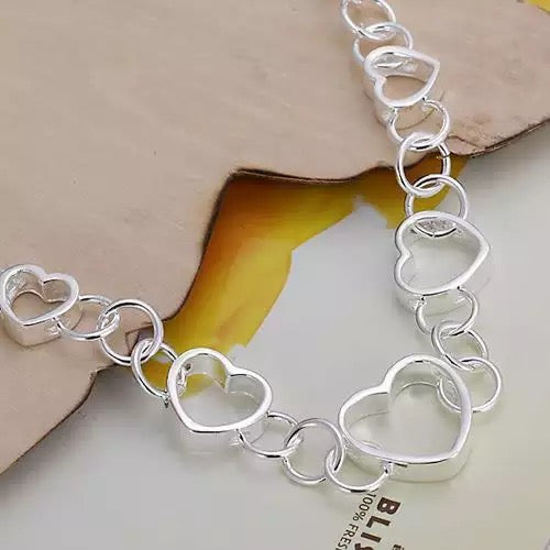 925 Silver Hearts Bracelet