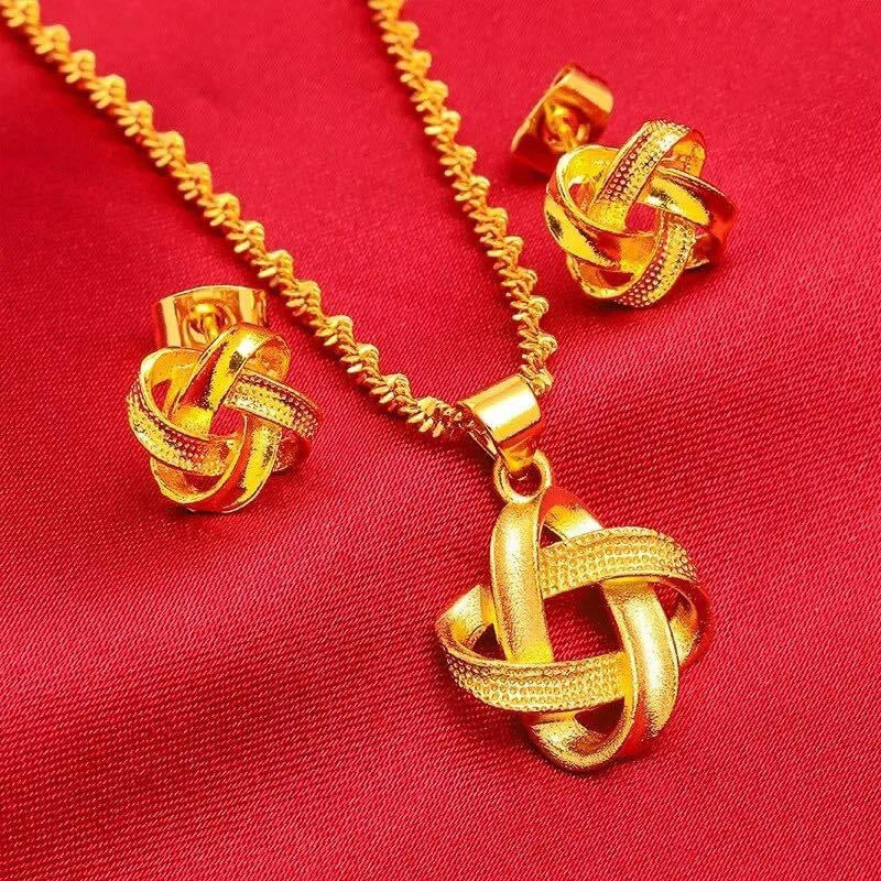 24K Gold Plated Necklace at Earring Set