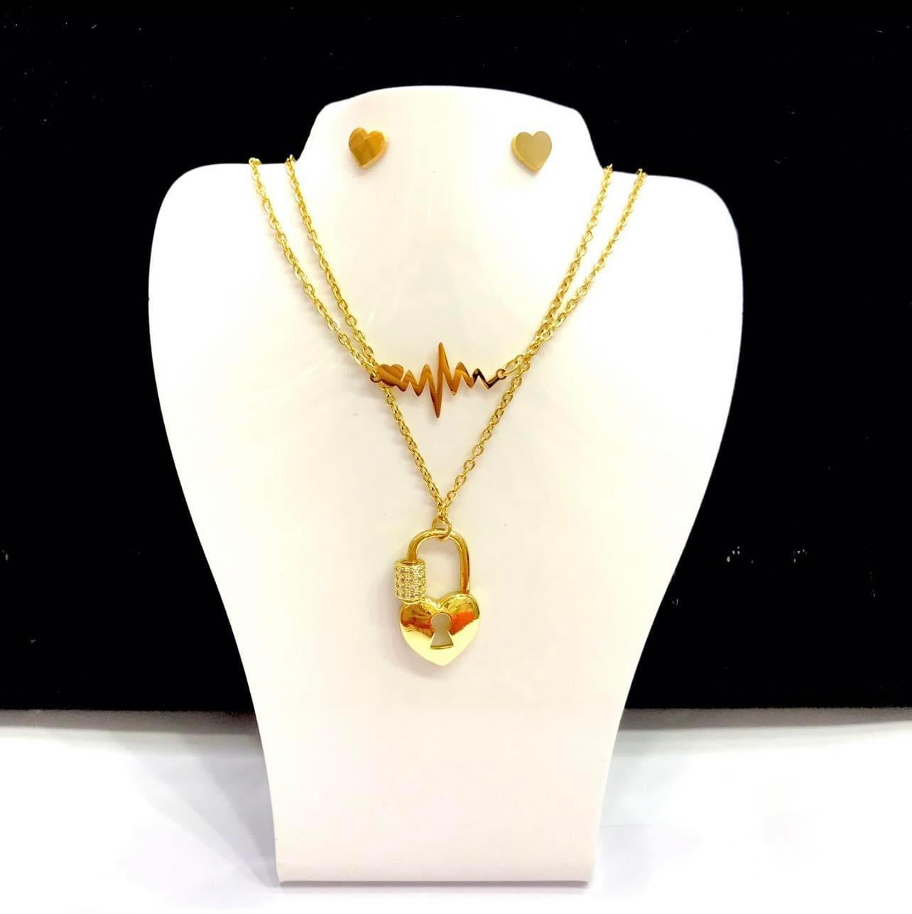 18K Gold Plated Necklace at Earring Set