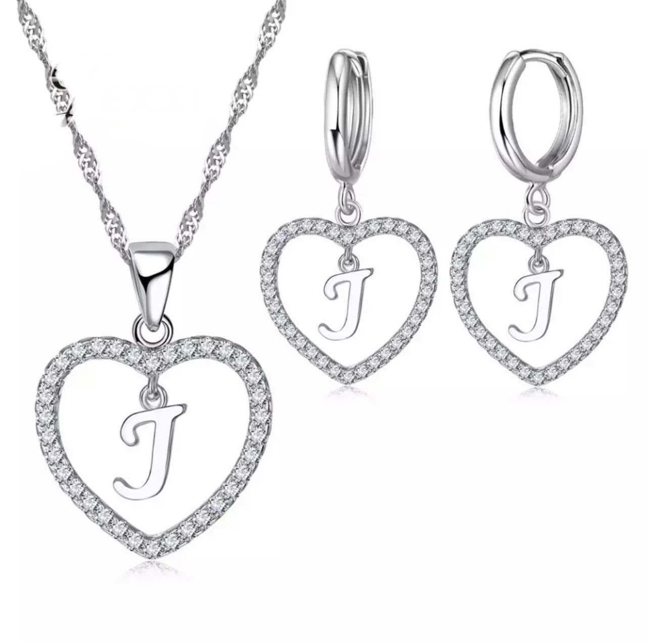 925 Silver “J” Necklace and Earring Set