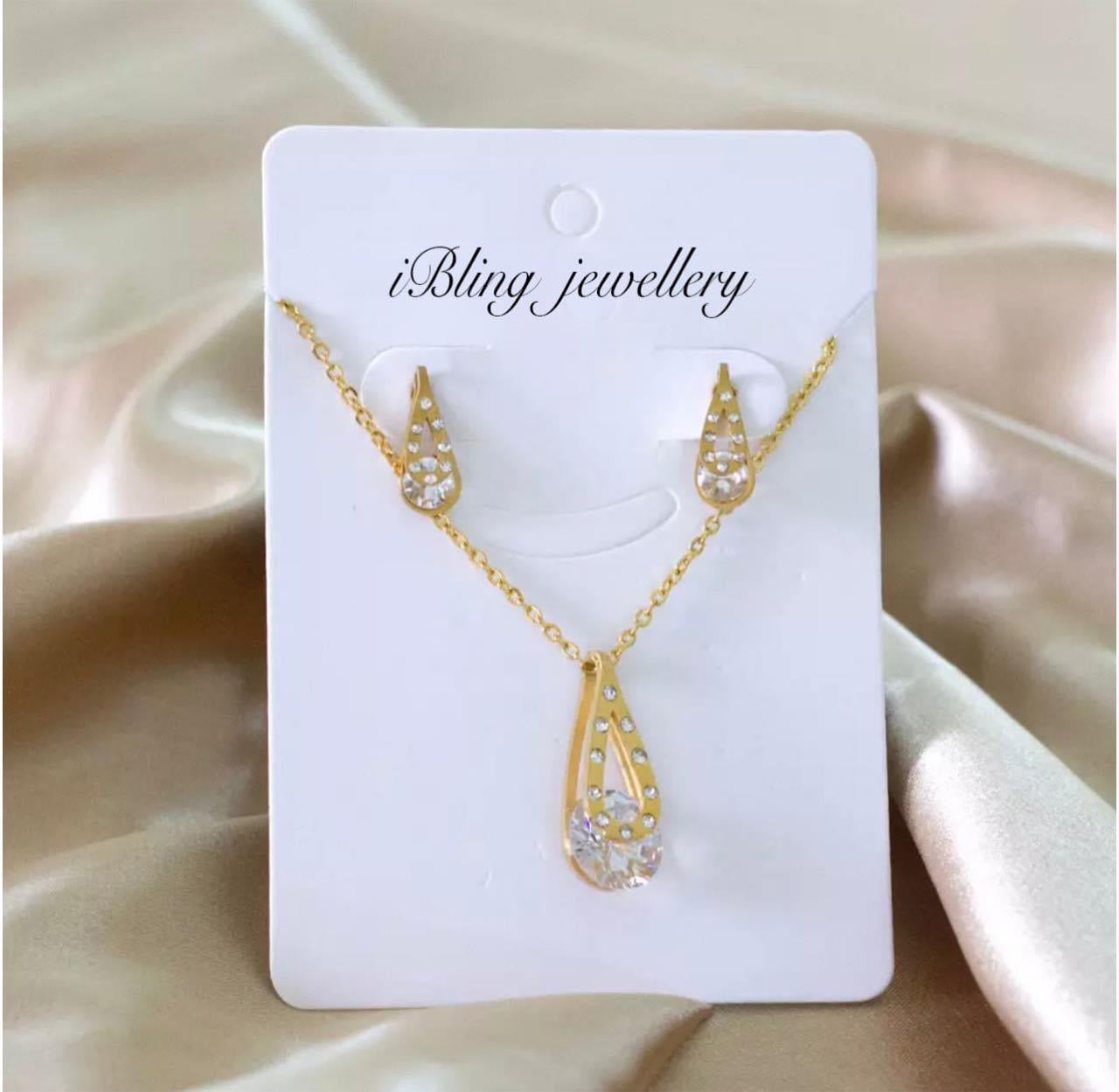 Gold Plated Necklace at Earring Set