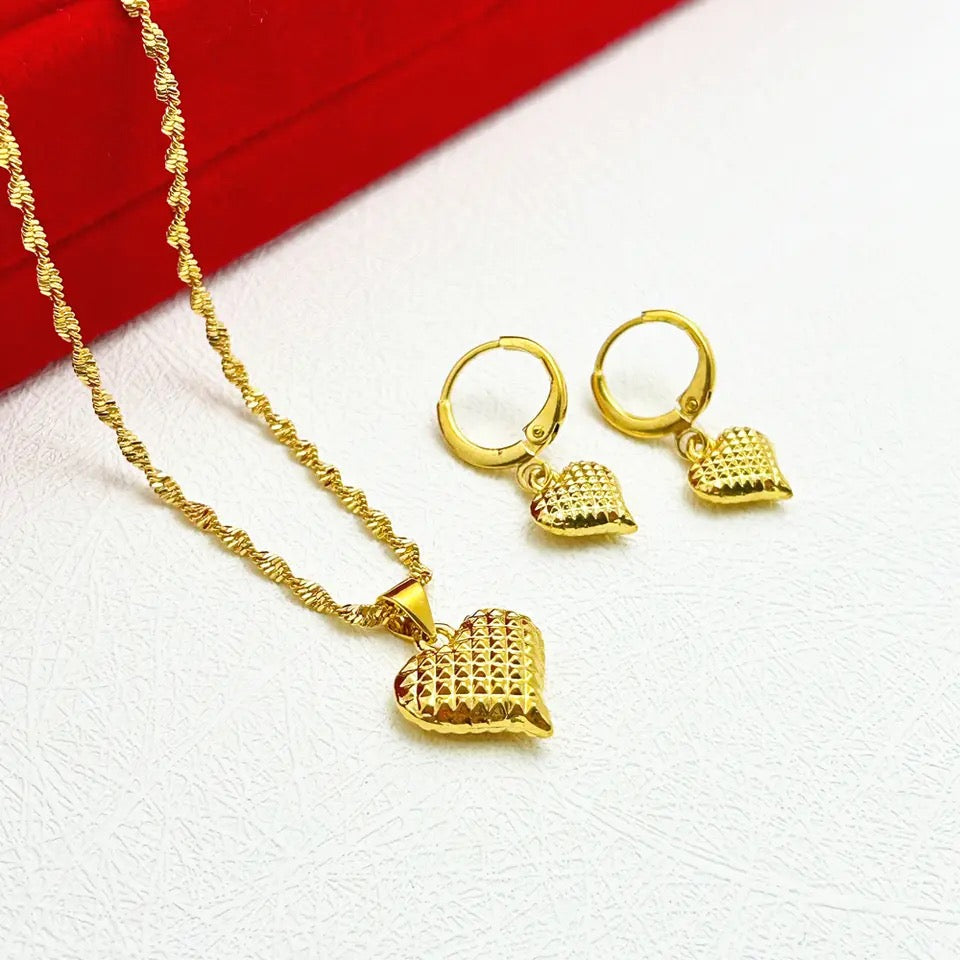 24K Gold Plated Necklace & Earring Set