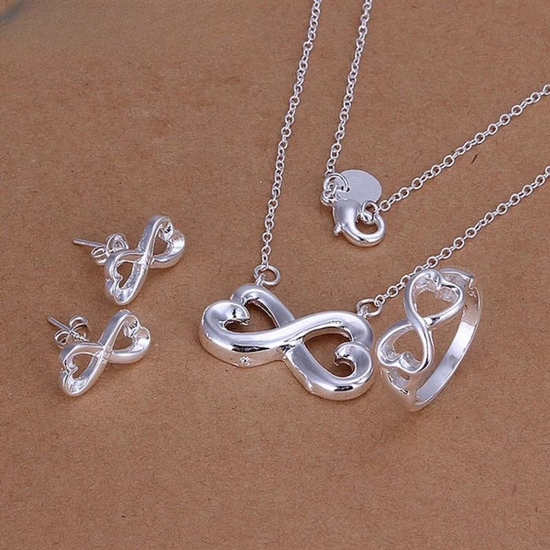 925 Silver Necklace, Earring and Ring Set