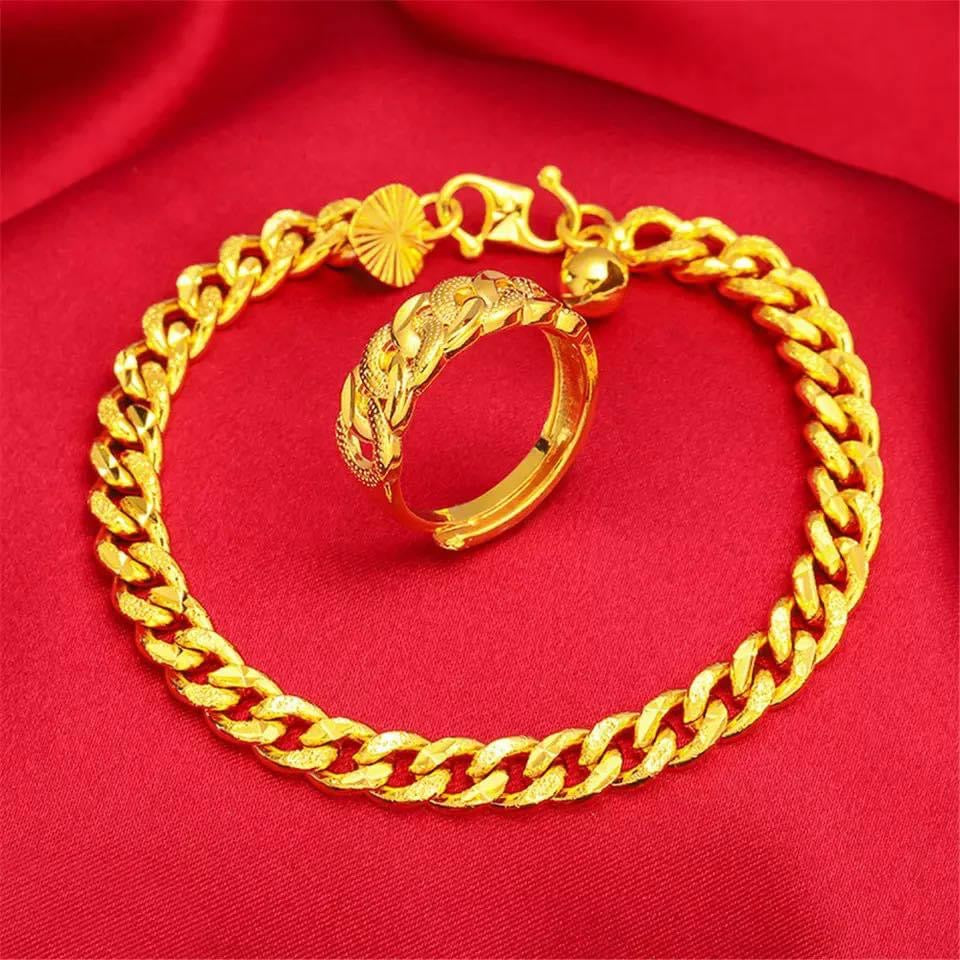 24K Gold Plated Bracelet and Ring Set