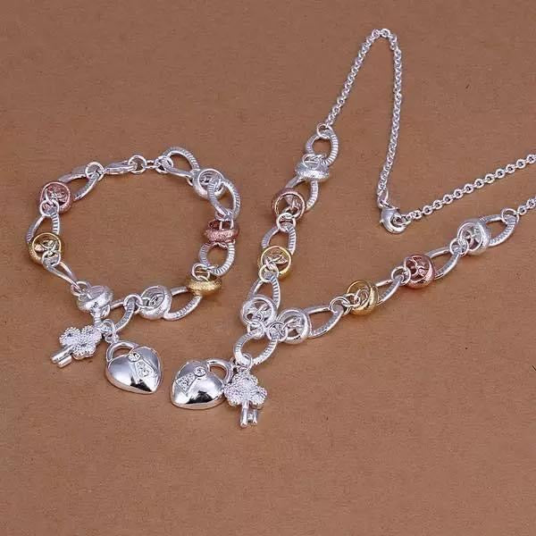 925 Silver Necklace and Bracelet Set