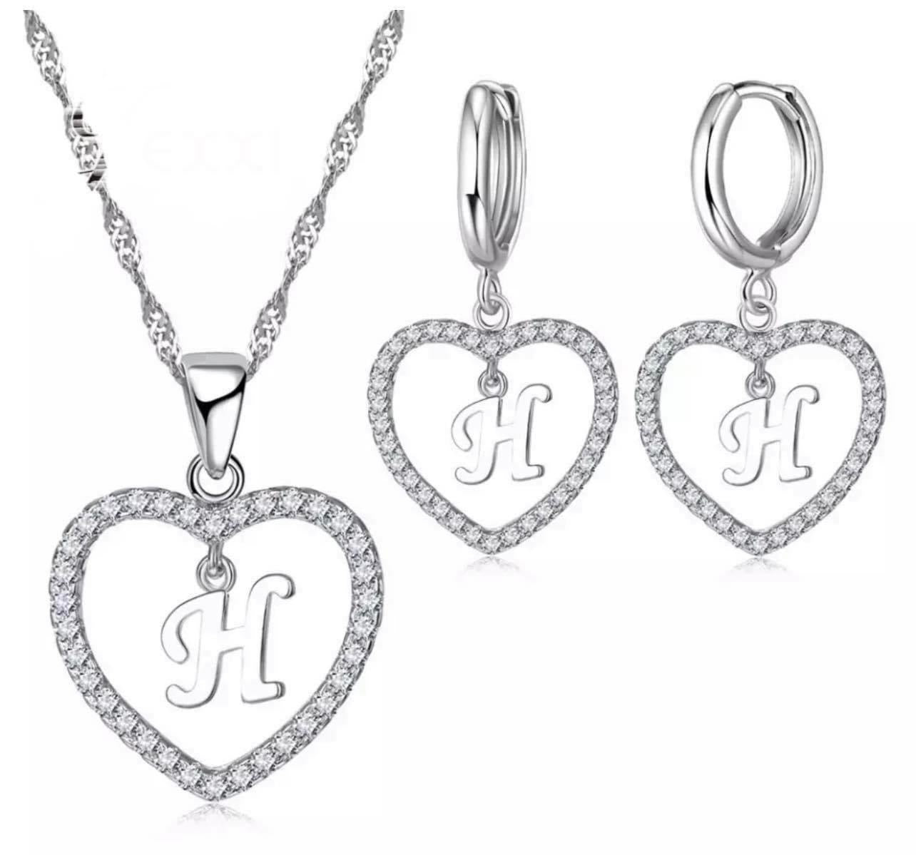 925 Silver “H” Necklace and Earring Set