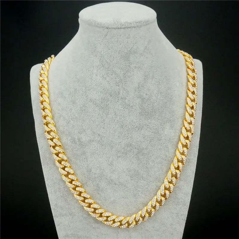 18K Gold Plated Cuban Men Chain Necklace