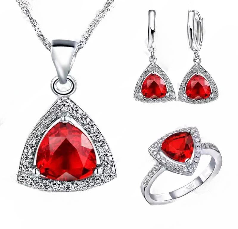 925 Silver Necklace, Earring and Ring Set